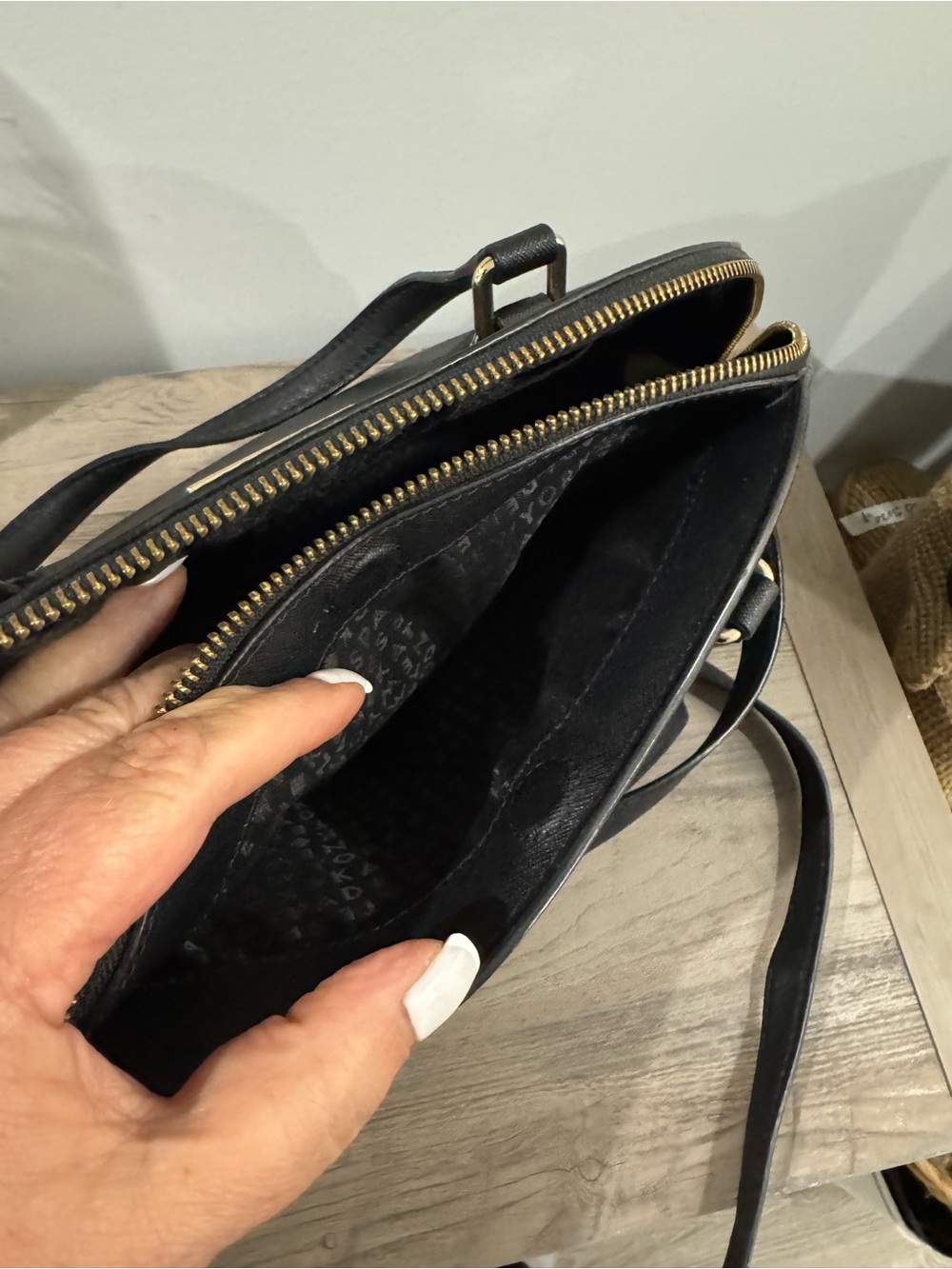 kate spade Black Saffiano Leather Tote with Gold Logo Plate - Picture 6 of 8
